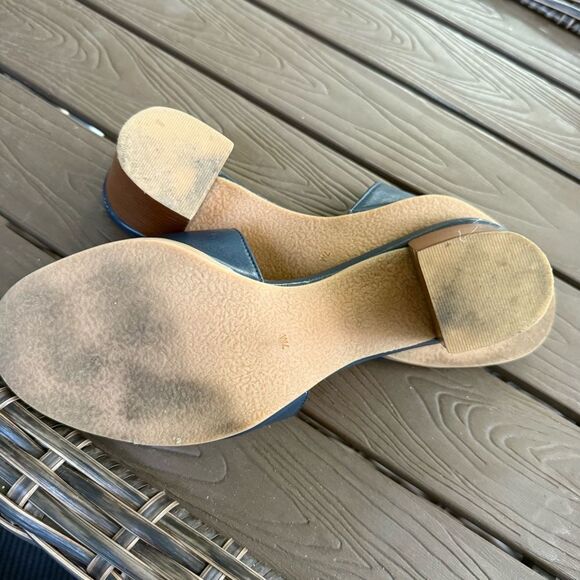 Jack Rogers Leather Blue Wood Block Heel Size 7 - Picture 9 of 9